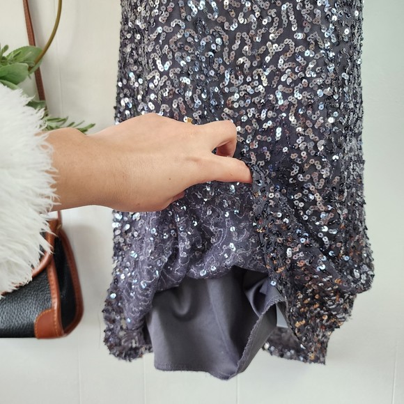 Pink Collection Gray Sequined Sleeveless Mini Dress EUC - Picture 5 of 7